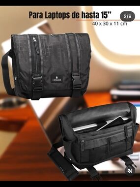 Victorinox Black Nylon Messenger Bag with Front Buckles